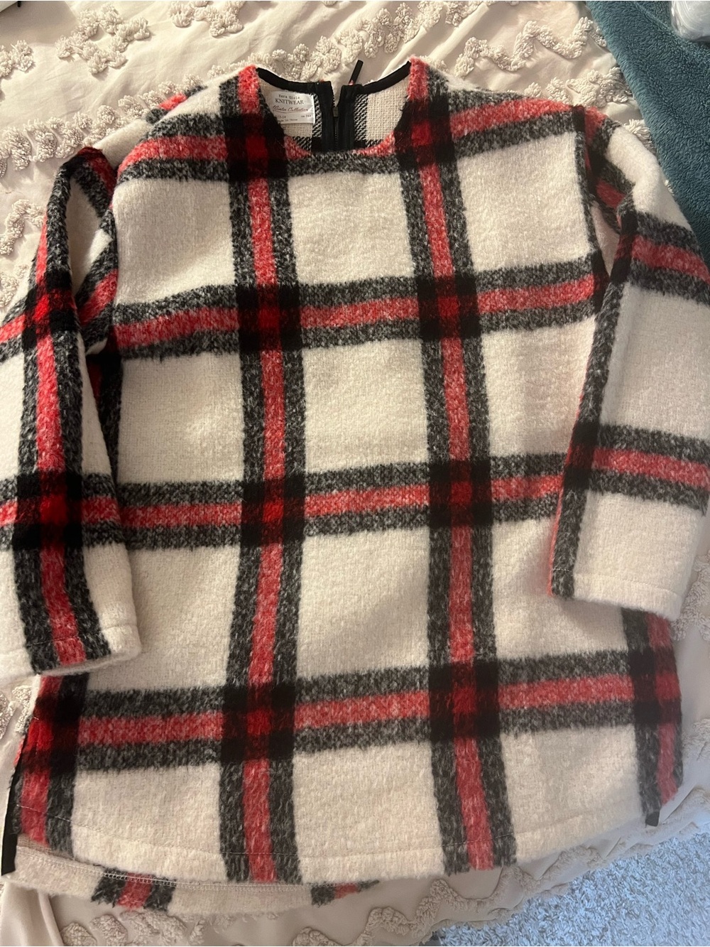 Zara Red and black oversized checkered shirt 3/4 sleeves size 13-14 kids